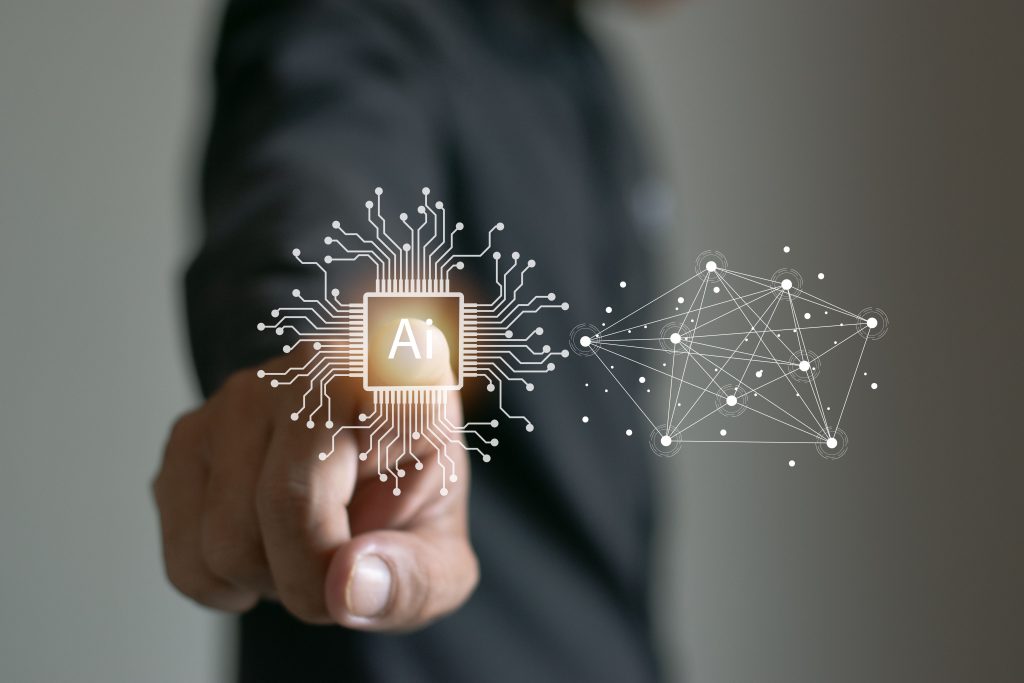 artificial intelligence digital brain interface representing advanced technology risks managed through ISO 27001 information security frameworks